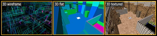 3D-виды редактирования: wireframe, flat, textured