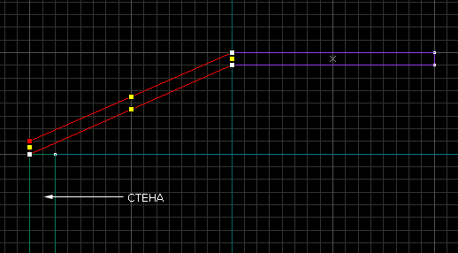 На 2D-виде определяем наклон крыши