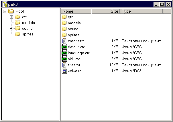 Содержимое PAK-архива