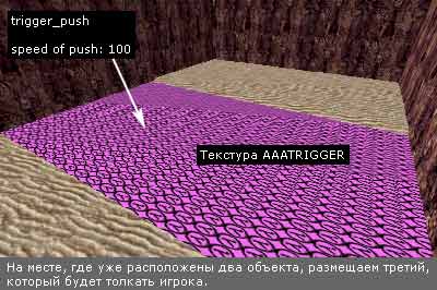 Создаем trigger_push, который будет толкать игрока в воде