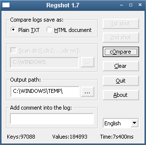 Regshot 1.7 compare